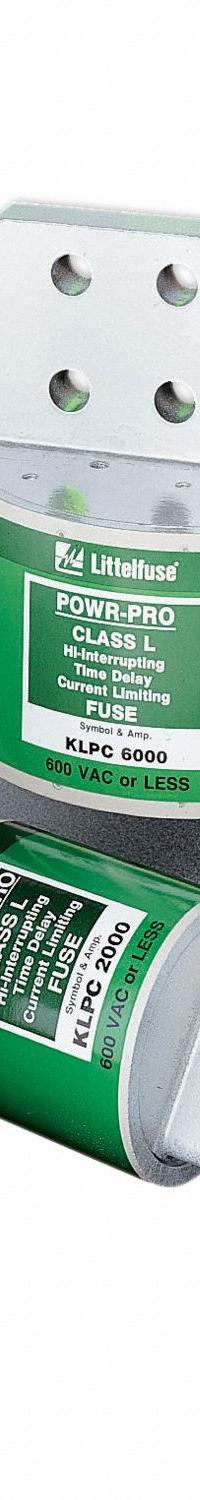 LITTELFUSE Fuse: Class L, KLPC Series, Bolt-On Body, Time-Delay, 2.5 kA, 600 V AC, 480 V DC (MPN KLPC2500X). Key specifications — Brand: LITTELFUSE; Series: KLPC.