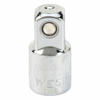 WESTWARD Socket Adapter: 1/2 in Output Drive Size, Square, 1 1/2 in Overall Lg, Chrome (MPN 53YV64). Key specifications — attr1204997: Square; attr1205006: WESTWARD; attr1204986: Chrome; attr1205002: Locking Not Included.