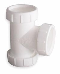 APPROVED VENDOR Tee: Plastic, White, 1 1/2 in_1 1/4 in Nominal Pipe Size, 3 1/2 in Overall Lg, Slip (MPN 1PPA4). Key specifications — Includes: Washers; Brand: APPROVED VENDOR; Material: Plastic; Connection Type: Slip.
