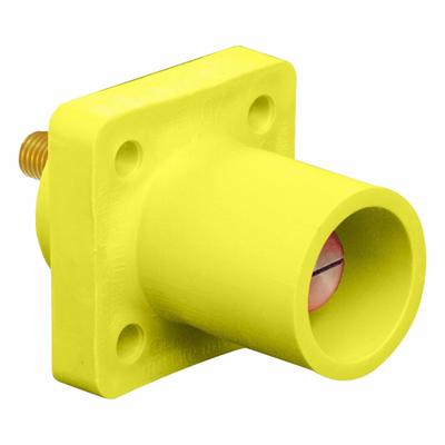 LEVITON Single Pole Receptacle: Yellow, Straight Taper Nose Mating, Threaded Stud Termination - Receptacles with Threaded Stud Terminations