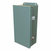 HAMMOND Electrical Enclosure: Steel, 12 in x 6 in x 4 in, NEMA 12/13/3R/4, Solid Cover, Hinged (MPN HJ1264HLP). Key specifications — Closure Method: Clamps; Brand: HAMMOND; Knockouts: Not Included.