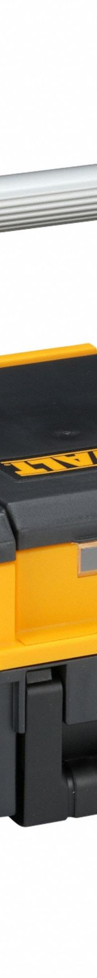DEWALT TSTAK Tool Box: 17 1/4 in W x 13 in D x 17 7/8 in H, Plastic, Black/Yellow, Padlock (MPN DWST17808). Key specifications — attr1123411: DEWALT; attr1135942: Plastic; attr1135946: Padlock; attr1135948: Black.
