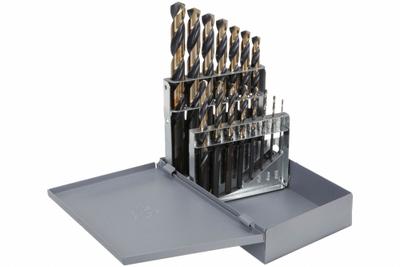 CLE-LINE Jobber Length Drill Bit Set: 15 Pc, 1/16" to 1/2" by 32nds, 135° Split Point - General Purpose High-Speed Steel Jobber-Length Drill Bit Sets