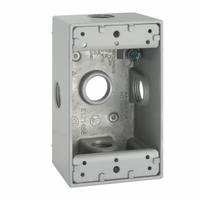 BELL Electrical Box: Aluminum, Rectangular, 1 Gangs, 1/2 in Hub Size, 18.3 cu in Capacity, Gray (MPN 5323-0). Key specifications — Color: Gray; Brand: BELL.