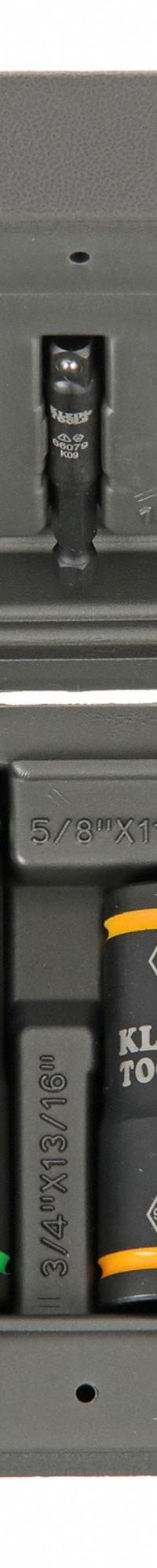 KLEIN TOOLS Flip Impact Socket Set: 1/4 in, 1/2 in Drive Size, Small Set (0-50 pieces) Set Size, SAE (MPN 66070). Key specifications — attr1204251: KLEIN TOOLS; attr1215453: 1/4 in, 1/2 in; attr1215454: 3/8 in to 15/16 in.
