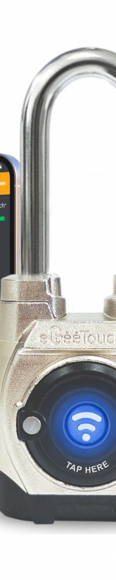EGEETOUCH Bluetooth Padlock: Silver - Long Shackle Bluetooth Padlocks
