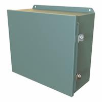 HAMMOND Electrical Enclosure: Steel, 12 in x 14 in x 6 in, NEMA 12/13/3R/4, Solid Cover, Hinged (MPN HJ12146HLP). Key specifications — Closure Method: Clamps; Brand: HAMMOND; Knockouts: Not Included.
