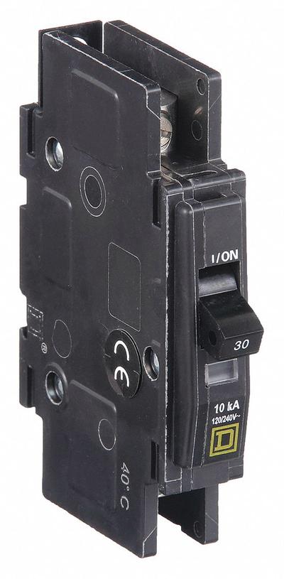 SQUARE D Miniature Circuit Breaker: 30 A, 120/240V AC, Single Phase, 10kA at 120/240V AC - QOU Series, Unit-Mount Square D Miniature Circuit Breakers