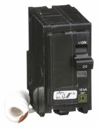 SQUARE D Miniature Circuit Breaker: 20 A, 120V AC, Single Phase, 10kA at 120V AC, 2 Poles (MPN QO220SWN). Key specifications — Phase: Single; Amps: 20 A; AC Voltage Rating: 120V AC; Max. AIR Rating: 10kA at 120V AC; For Use With: QO Load Centers and NQ Panelboards; Brand: SQUARE D.