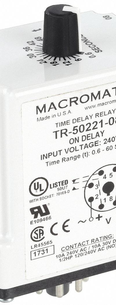 MACROMATIC Single Function Time Delay Relay: Socket Mounted - Socket-Mounted Relays