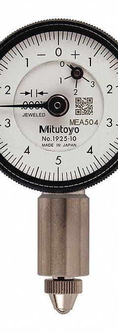 MITUTOYO Dial Indicator - Flat Back: 0 in to 0.025 in, Inch, Plunger, 0.0002 in Accuracy (MPN 1925AB-10). Key specifications — attr1184168: 1925AB-10; attr1184178: 0-5-0; attr1184223: MITUTOYO; attr1200883: Dial Indicator - Flat Back; attr1184173: AGD 1; attr1184177: 0.0002 in; attr1184208: Certificate of Inspection.