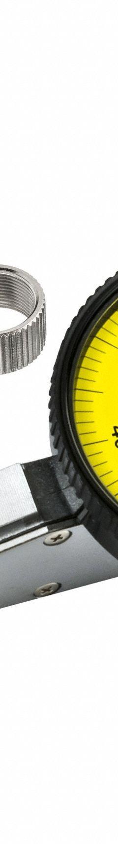 MITUTOYO Calibrated Indicator: 0 mm to 0.8 mm, Metric, 0.08 mm, 0-40-0 Dial Reading (MPN 513-404-10ECAL). Key specifications — attr1184109: 0-40-0; attr1184166: Contact Point, Knurled clamp ring, Stem, Calibration Certificate; attr1200917: Test Indicator; attr1184127: 513-404-10ECAL; attr1184167: MITUTOYO; attr1184108: 0.08 mm; attr1184144: Certificate of Calibration.