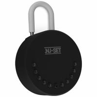 NU-SET Lock Box: Mechanical Combo Lock, 2 Key Capacity, 4 3/4 in Outside Ht, 4 3/4 in Outside Wd (MPN 7012-3). Key specifications — Finish: Painted; Brand: NU-SET; Color: Black; Material: Metal; Lock Style: Mechanical Combination.