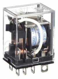 OMRON General Purpose Relay: Socket Mounted, 10 A Current Rating, 120V AC, DPDT, 8 Pins/Terminals (MPN LY2-AC110/120). Key specifications — Brand: OMRON; Base Type: Square; Mounting Style: Plug-In; Pin Shape: Flat; Electrical Connection: Quick-Connect; Manufacturer Part Number: LY2-AC110/120; Operating Current: 5 A at 24V DC (Inductive Load); Series: LY Series.