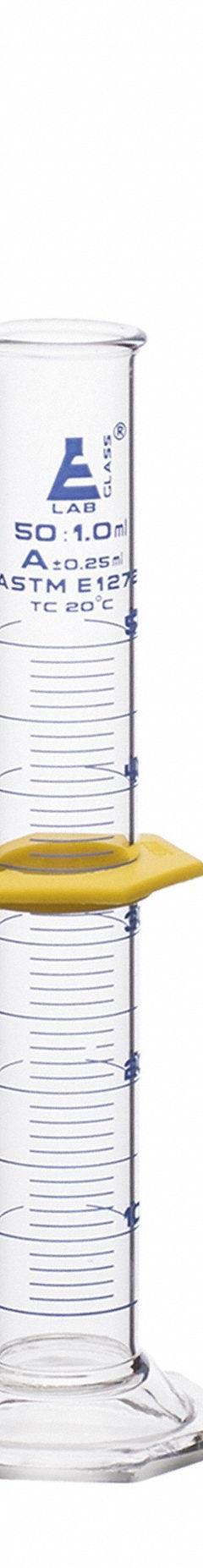 EISCO SCIENTIFIC Graduated Cylinder Set: 25 mL_50 mL_100 mL, A, To Contain (TC), Bumper Included (MPN CH196047). Key specifications — ASTM Specification: E1272; Brand: EISCO SCIENTIFIC; USP Specification: Type I; Closure Included: No; Includes: (3) Measuring Cylinders.