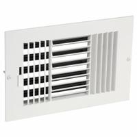 Sidewall/Ceiling Register: Ceiling/Wall, 7 3/4 in H, 11 3/4 in W, Louvered, Uncoated, White (MPN 4JRU3). Key specifications — Adjustable Blades: No; Brand: APPROVED VENDOR; Airflow Directions: Three-Way; Grille Color: White.