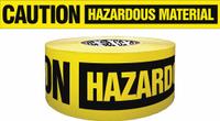 APPROVED VENDOR Barricade Tape: 500 ft Lg, 3 in Wd, Caution Haz Material Legend, Polypropylene (MPN B354Y4437-200). Key specifications — Tape Message: Caution Hazardous Material; Message Color: Black; Brand: APPROVED VENDOR.