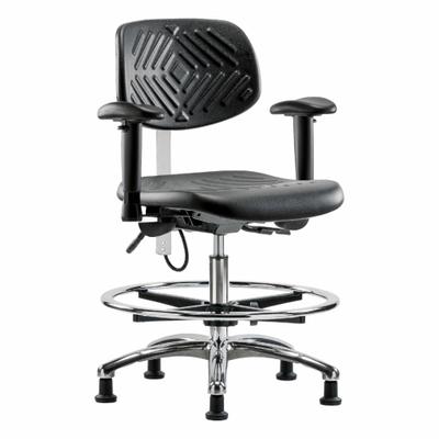APPROVED VENDOR Task Chair: Polyurethane, Arms Included, Ht Range 20 1/4 in to 28 in, 16 in Seat Wd - Polyurethane ESD & Cleanroom Chairs