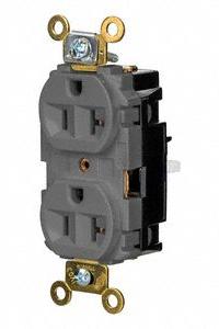 HUBBELL Receptacle: Duplex, 5-20, Gray, 125V AC, 20 A, 2 Pole / 3 Wire (MPN HBL5362STGY)