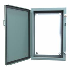 HAMMOND Electrical Enclosure: Steel, 24 in x 16 in x 6 in, NEMA 12/13, w/Panel, Solid Cover, Hinged (MPN 1418H6). Key specifications — Brand: HAMMOND; Closure Method: Clamps; Knockouts: Not Included.