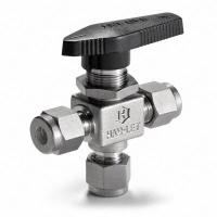 HAM-LET Manual Three-Way Ball Valve: 1/4 in, Stainless Steel, One-Piece (MPN H-800M-SS-L-1/4-T). Key specifications — Brand: HAM-LET.