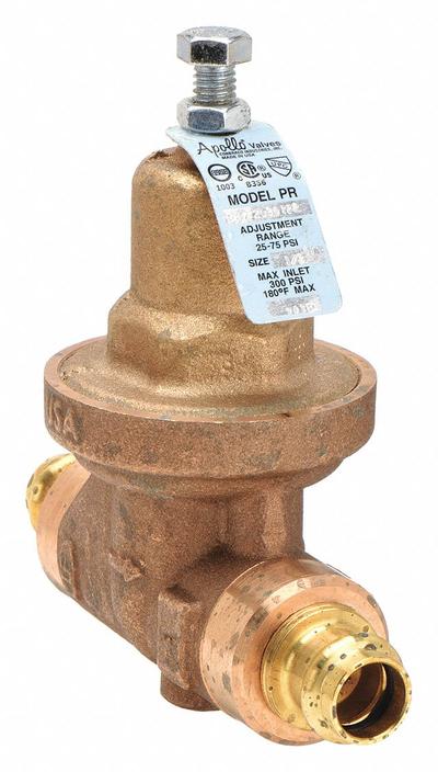 APOLLO Water Pressure Reducing Valve: Press x Press, 1 1/4 in Pipe Size, Bronze - High Capacity Water Pressure Regulators