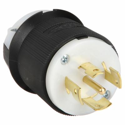 HUBBELL Locking Plug: Non-NEMA, Black/White, 250/600V AC, 10 A_20 A, 4 Pole - General Purpose Plugs