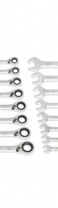 GEARWRENCH Combination Ratcheting Wrench Set: Alloy Steel, Full Polish Chrome, Std, Reversing (MPN 86629). Key specifications — attr309581: Full Polish Chrome; attr309580: Alloy Steel; attr309571: Yes; attr309583: No; attr309587: Yes; attr324931: GEARWRENCH; attr309569: 8 mm to 25 mm.
