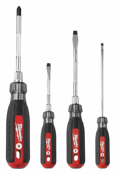 MILWAUKEE Tether Ready Screwdriver Set: 1-10 Pieces, 4 Pieces, Phillips/Slotted Tip - General Purpose Screwdriver Sets