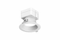 LUMINATION Downlight: 4 in Dia, 1,500 lm, 3000K, 59.5 W, 120 to 277V AC, 4 11/16 in Overall Ht (MPN LRXR41X9SWEL). Key specifications — attr1262090: White; attr1262072: 23W CFL/ 75W INC; attr1262081: Yes; attr1262085: 3000K; attr1262092: LUMINATION; attr1262050: 120 to 277V AC.