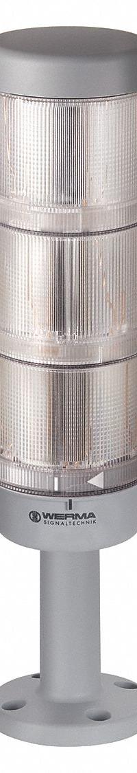 WERMA Tower Light Assembly: 3 Tier, Green/Red/Yellow, No Sounder Tier, 299 mm Overall Ht, 64900102. Key specifications — Manufacturer Part Number: 64900102; Brand: WERMA; Operating Voltage: 24V AC/DC; Light Tier Color: Yellow.