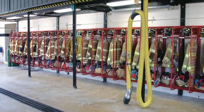 GROVES Turnout Gear Storage Rack: Wall Mount, 1 Sides, 1 Compartments, Steel, Red - Wall-Mount Turnout Gear Racks