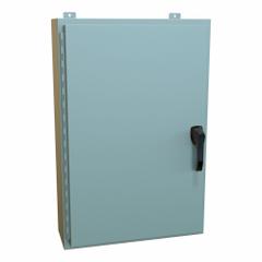 HAMMOND Enclosure: Steel, 36 in x 24 in x 8 in, NEMA 12/13/3R/4, Solid Cover, Hinged (MPN HW36248GYHK). Key specifications — Closure Method: Handle; Brand: HAMMOND; Knockouts: Not Included.