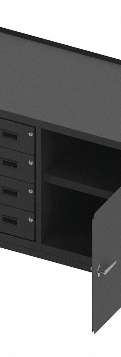 DURHAM MFG Mobile Cabinet Workbench: 48 in x 24 in - Mobile Cabinet Benches with Drawers & Shelves