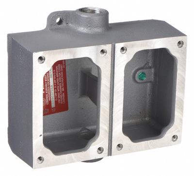 APPLETON ELECTRIC Mounting Body: 2 Gangs, Aluminum, 3/4 in Hub Size, Feed Through - 2-Gang Hazardous Location Electrical Boxes