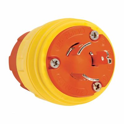 PASS & SEYMOUR Locking Plug: Non-NEMA, Yellow, 125/250V AC, 20 A, 3 Pole - General Purpose Plugs