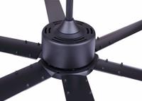 CANARM Ceiling Fan: 10,292 cfm_16,729 cfm Airflow, 8 ft Blade Dia, 5 Speeds, 120V AC, Single Phase (MPN CP96BK). Key specifications — Voltage: 120V AC; Light Kit: No; Series: FANBOS; Number of Speeds: 5; Phase: Single; Current: 0.9 A; Brand: CANARM.