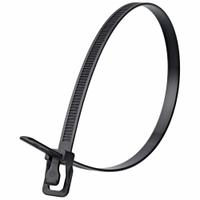 RETYZ Releasable Cable Tie: Black, 14 in Lg, Outdoor Use, Max. 87 mm Bundle Dia., 100 PK (MPN WKT-H14BK-TA). Key specifications — Outdoor Use: Yes; Color: Black; Brand: RETYZ; Pack: Large Pack.