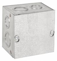 HOFFMAN Enclosure: Steel, 4 in x 4 in x 3 in, NEMA 1, Solid Cover, Screw On, Included, Galvanized (MPN ASG4X4X3). Key specifications — Brand: HOFFMAN; Closure Method: Screws; Knockouts: Included.