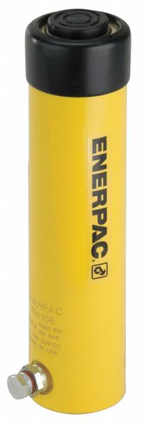ENERPAC Hydraulic Ram: 10 ton Nominal Capacity, 6 in Nominal Stroke Lg, 9.75 in Retracted Ht (MPN RW106). Key specifications — attr98898: ENERPAC; attr1099387: 1-1/2 in.