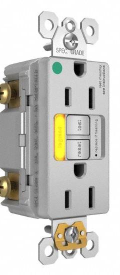 LEGRAND GFCI: Hospital Grade, Duplex, 5-15R, Gray, GFCI, 125V AC, 15 A, 2 Pole / 3 Wire (MPN 1597HGTRPIAMBGRY)