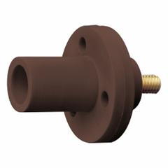 Single Pole Receptacle: Brown, Straight Taper Nose Mating, Threaded Stud Termination, 150 A (MPN 15R21-UH). Key specifications — Series: 15; Receptacle Gender: Male; Brand: LEVITON.