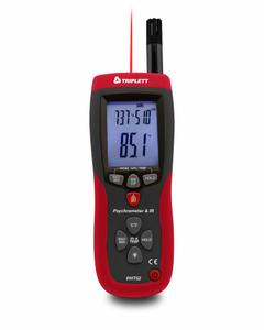 TRIPLETT Psychrometer with Infrared Thermometer: Onboard, 10.1 in x 3 in x 2 in, -4°F to 140°F (MPN RHT52). Key specifications — attr1107597: TRIPLETT; attr1134764: Not Included.