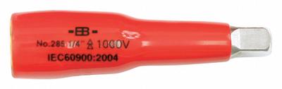 WIHA Socket Extension: 1/4 in Input Drive Size, 1/4 in Output Drive Size, 50 mm Overall Lg - Insulated Hand Socket Extensions
