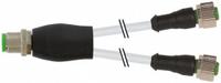 Cordset: M12 Male Straight X (2) M12 Female Straight, 4 Pins, Gray, PVC, 5 m Cable Lg (MPN 7000-40701-2130500). Key specifications — Cable Jacket Color: Gray; End 1 Gender: Male; End 1 Mounting Orientation: Straight; End 2 Gender: Female; End 2 Mounting Orientation: Straight; End 2 Connection Type: (2) M12; IP Rating: IP65; Brand: MURRELEKTRONIK.