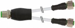 Cordset: M12 Male Straight X (2) M12 Female Straight, 4 Pins, Gray, PVC, 5 m Cable Lg (MPN 7000-40701-2130500). Key specifications — Cable Jacket Color: Gray; End 1 Gender: Male; End 1 Mounting Orientation: Straight; End 2 Gender: Female; End 2 Mounting Orientation: Straight; End 2 Connection Type: (2) M12; IP Rating: IP65; Brand: MURRELEKTRONIK.