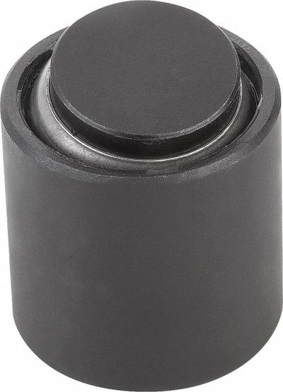 KIPP Tapped Gripper w/Flat Pad: M6, 7 mm Tap Dp, 10 mm Pad Dia, 28 kN Max Load - Tapped Grippers with Flat Steel Pad
