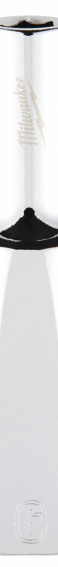 MILWAUKEE Deep Well Socket: Metric, 3/8 in Drive Size, 6 mm Socket Size, 6-Point, Deep, Chrome (MPN 45-34-9090). Key specifications — attr1204417: MILWAUKEE; attr1204392: Chrome.