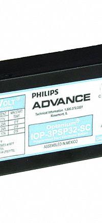 ADVANCE Fluorescent Ballast: 120 to 277V AC, 2/3 Lamps Supported, 17 W_25 W_28 W_30 W_32 W Bulb Watt (MPN IOP-3PSP32-SC). Key specifications — Lamp Types Supported: (2 or 3) F17T8; Brand: ADVANCE; Number of Lamps Supported: 3.