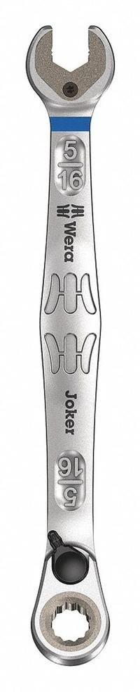 WERA Combination Wrench: Alloy Steel, Nickel Chrome, 5/16 in Head Size, 5 5/8 in Overall Lg, Offset (MPN 05020075001). Key specifications — attr309600: 5/16 in; attr309611: Nickel Chrome; attr309610: Alloy Steel; attr309604: Yes; attr309612: No; attr309613: No; attr309615: No; attr324932: WERA.